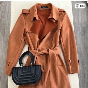 Few Moda suede trench coat belted camel color
